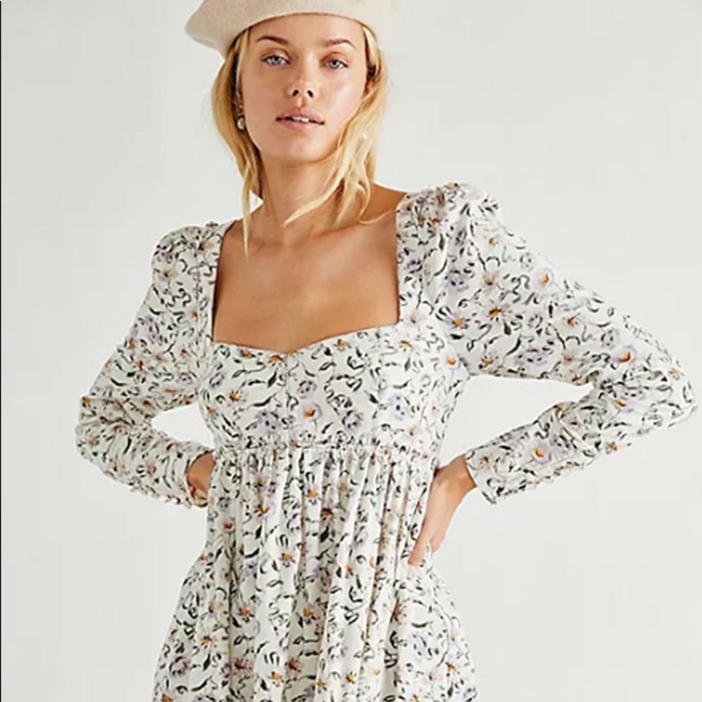Free People floral long sleeve babydoll dress